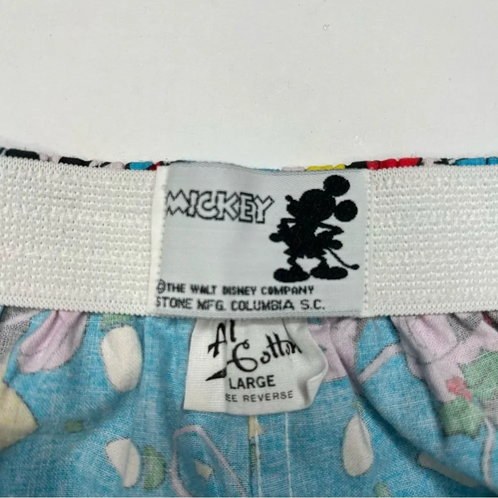 Vintage Disney Mickey Mouse Christmas Blue boxer sleep Shorts all cotton large - Picture 5 of 6